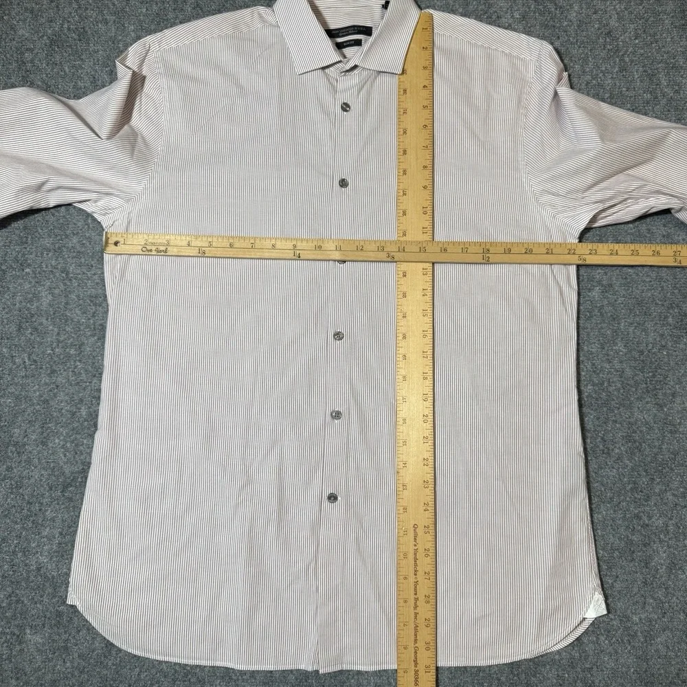 John Varvatos Signature Tailored Slim Fit Pinstripe L/S‎ Large 16.5 34/35 Button